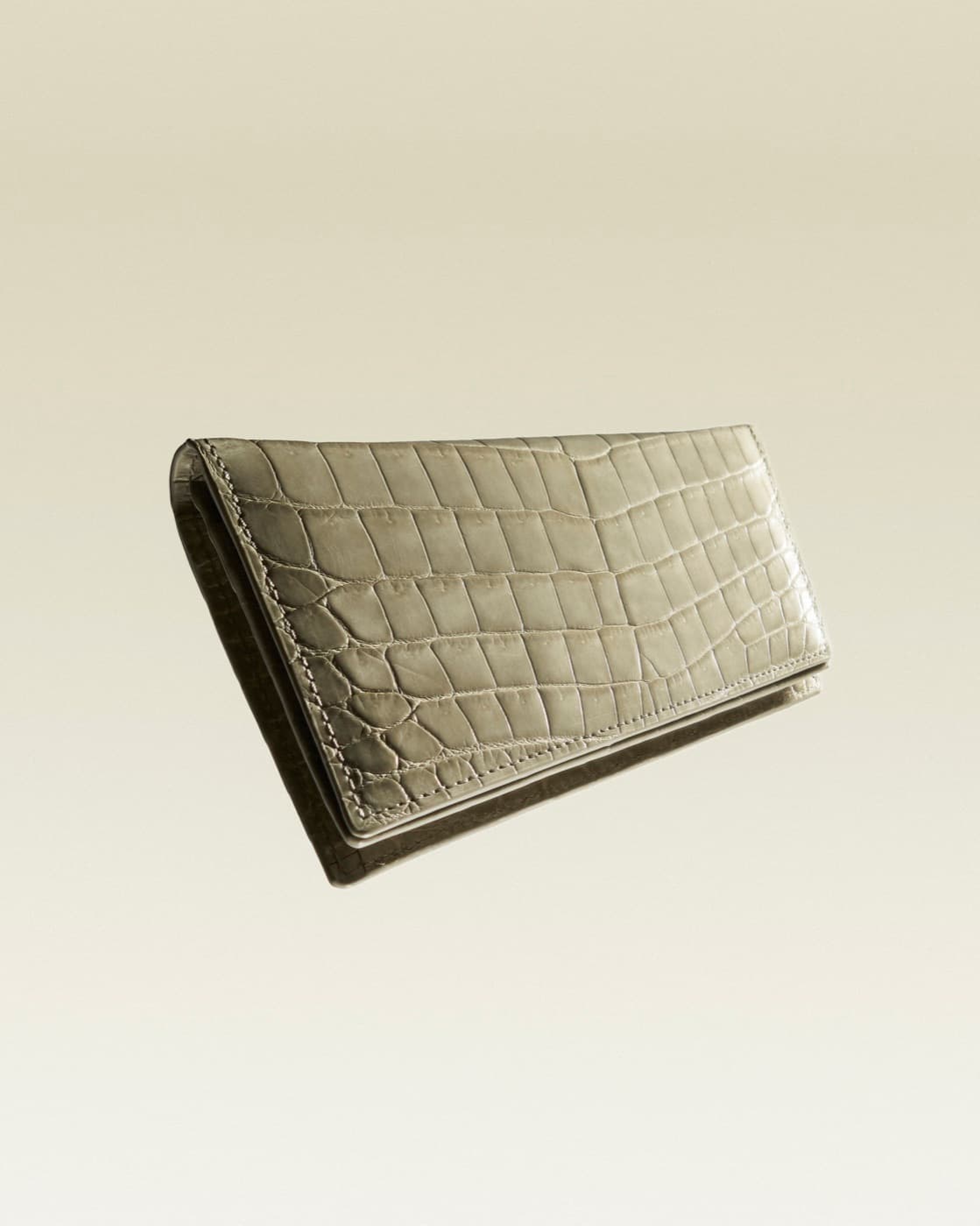 Fente — sage crocodile long wallet