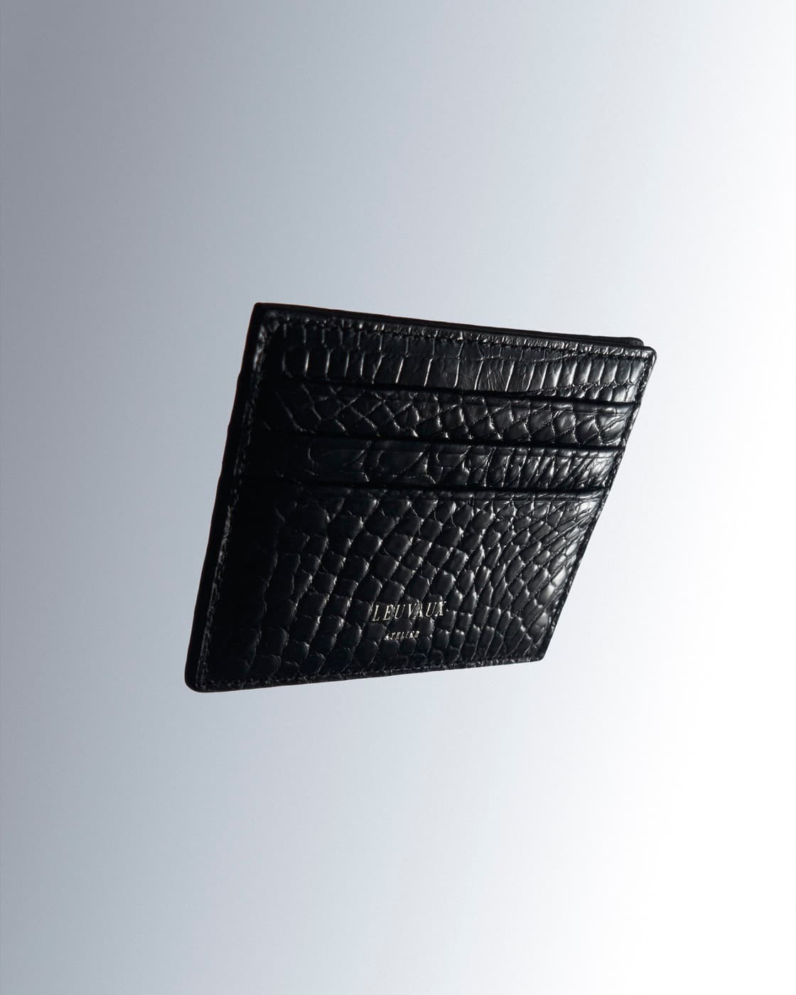 Luster — black crocodile card holder